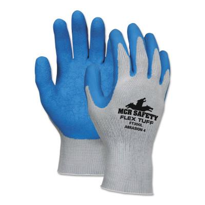 MCR Safety Flex Tuff Latex Dipped Gloves, X-Large, Blue/Gray/Green, FT300XL