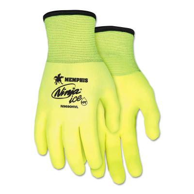 MCR Safety Ninja Ice Hi-Vis Gloves, Medium, Hi-Vis Lime/White, N9690HVM