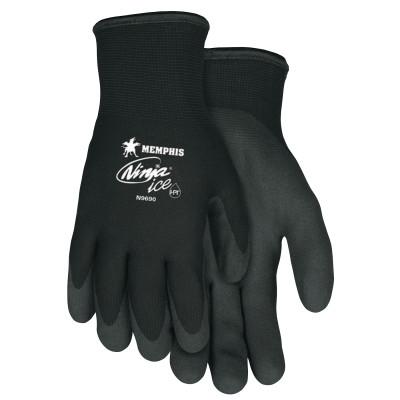 MCR Safety Ninja Ice Gloves, X-Large, Black, 1.083 in, 1.083 in, Palm and Fingertip Coated, N9690XL
