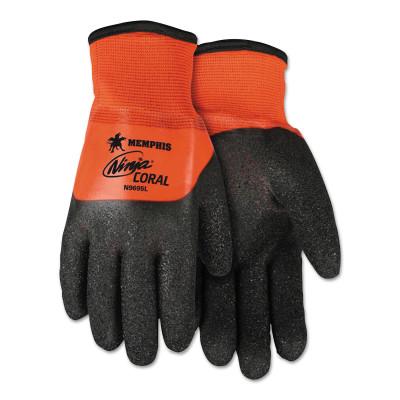 MCR Safety Ninja Coral Gloves, Large, Hi-Vis Orange/Black/Blue, N9695M