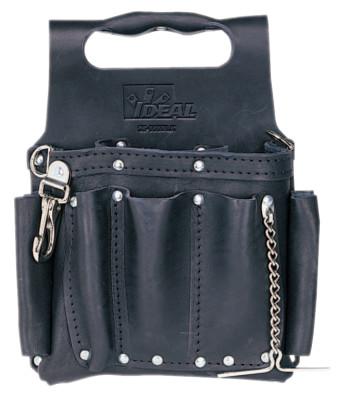 Ideal® Industries Tuff-Tote Tool Pouches, 8 Compartments, Black, Leather, 35-950BLK