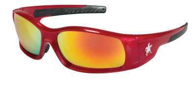 MCR Safety Swagger Safety Glasses, Fire Mirror Lens, Duramass Hard Coat, Red Frame, SR13R