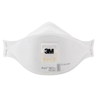 3M Aura Particulate Respirator, Half Facepiece, One Size Fits Most, Cool Flow Valve, 7100110432
