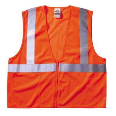 Ergodyne GloWear 8210Z Class 2 Economy Vests with Pocket, Zipper Closure, L/XL, Orange, 21045