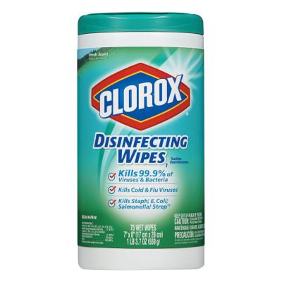 Clorox® Disinfecting Wipes, Fresh Scent, 7 x 8, White, 75/Canister, 01656