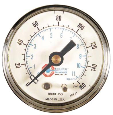 Coilhose Pneumatics 2 in Polycarbonate Case Gauge, 160 psi (tensile), Polycarbonate, 1/4 in NPT(M), 8800-160