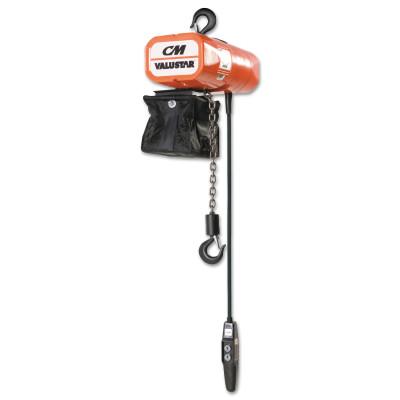 CM Columbus McKinnon Valustar Electric Chain Hoist, 1 Ton Capacity, 10 ft Lifting Height, 2408