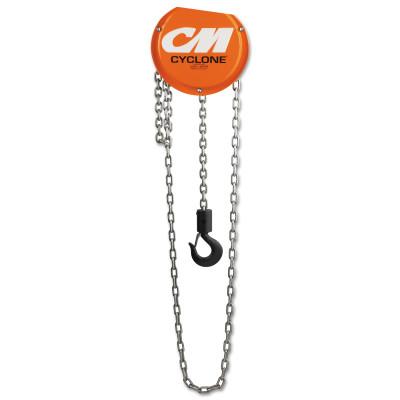 CM Columbus McKinnon Cyclone Hand Chain Hoist, 3 Tons Capacity, 8 ft Lifting Height, 2 Falls, 85 lbf, 4627