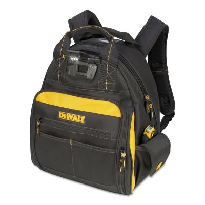 CLC Custom Leather Craft Lighted Tool Backpack, 8 in x 15.5 in, 57 Compartments, Yellow/Black, DGL523