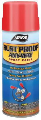 Aervoe Industries Any-Way RustProof Enamels, 12 oz Aerosol Can, Safety Red, High-Gloss, 301