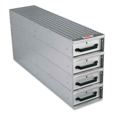 Apex Tool Group Premium Aluminum Long Stacked Storage Drawers, 9.2 ft³ Capacity, 12 in W x 50 in D x 24 in H, Silver, 1409980