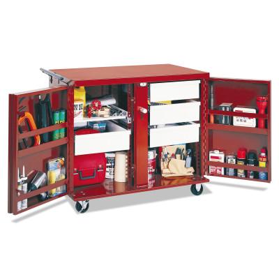 Apex Tool Group Rolling Work Benches, 43 7/8W x 26 7/8D x 38 1/2H, 2 Doors, 4 Drawers, 1 Shelf, 676990