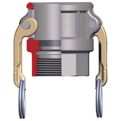 Dixon Valve Andrews Type D Cam and Groove Couplers, 1 1/2 in (NPT) Female, Stainless Steel, 150-D-SS