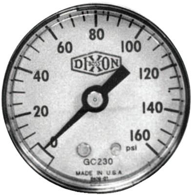 Dixon Valve Standard Dry Gauges, 0 to 5000 psi, 1/4 in NPT (M), Lower Mount Mount, GL375