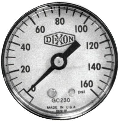 Dixon Valve 2 in Standard Dry Gauge, 60 psi, ABS, 1/4 in NPT(M), Center Back Mount, GC220
