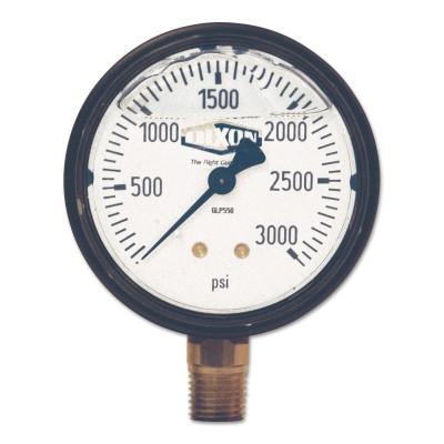 Dixon Valve Liquid Filled Gauge, 30 psi, ABS, 1/4 in NPT (M), Lower Mount, GLP505