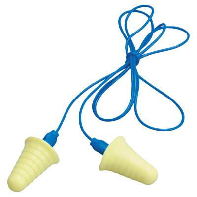3M™ E-A-R Push-Ins w/Grip Ring Foam Earplugs, Polyurethane, Blue/Yellow, Corded, 318-1009