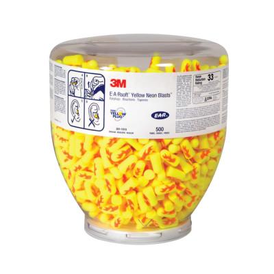 3M™ E-A-Rsoft™ Yellow Neons™ Foam Earplug, Polyurethane, Uncorded, Clear Bottle, 391-1010