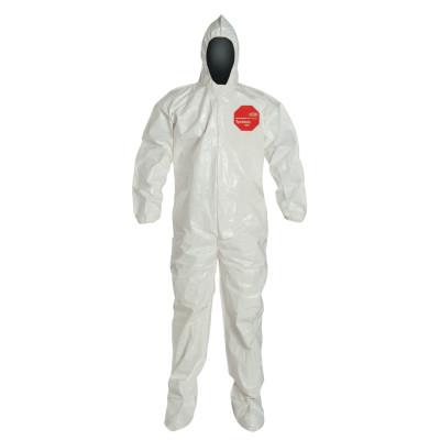 DuPont™ Tychem SL Coveralls attacheD/Socks, 2XL, Hood/Boots, Elastic Wrists, Zip, SL122B-2XL