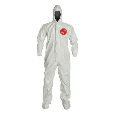 DuPont™ Tychem SL Coveralls attacheD/Socks, 2XL, Bound , Elastic Wrists/Ankles, Hood, SL122T-2XL