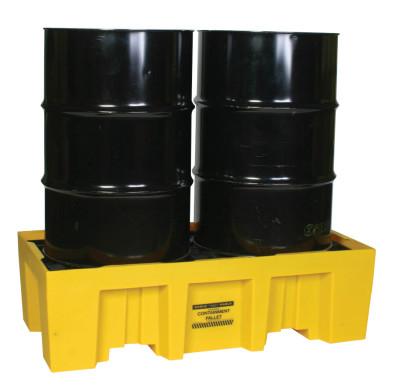 Eagle Mfg Spill Containment Pallets, Yellow, 4,000 lb, 66 gal, 26 1/4 in x 51 in, 1620