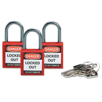 Brady® Compact Safety Locks,  1 1/5 in W x 5/8 L in x 1 2/5 H, Red, 3/Pk, 118953