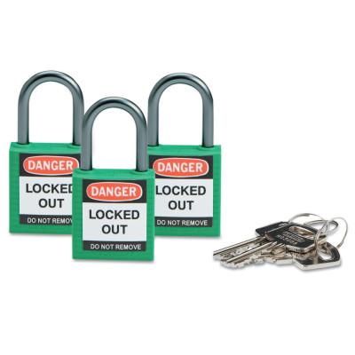 Brady® Compact Safety Locks,  1 1/5 in W x 5/8 L in x 1 2/5 H, Green, 3/Pk, 118955