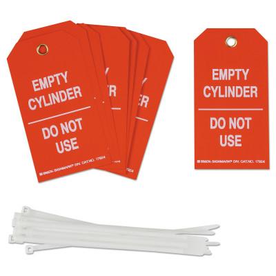Brady® Cylinder Status Tags, 3 in x 5.3 in, Empty Cylinder/Do Not Use, White/Red, 17924