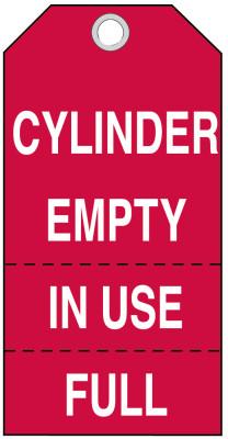 Brady® Cylinder Status Tags, 5 3/4 x 3 in, Cylinder Empty, In Use Full, 17927