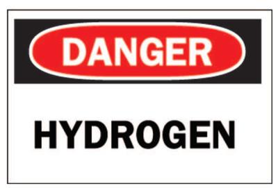 Brady® Chemical & Hazardous Material Signs, Danger/Hydrogen, White/Red/Black, 25451