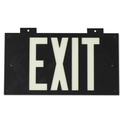 Brady® Glo High Performance Glow-In-The-Dark Exit Signs, Black, Single Face, 38097