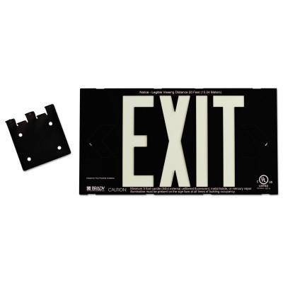 Brady® Glo High Performance Glow-In-The-Dark Exit Signs, Black, Double Face, 38098