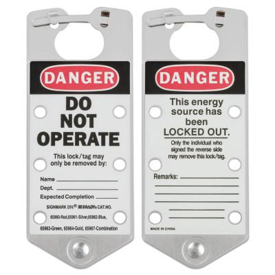 Brady® Labeled Lockout Hasps, 3 in W x 7 1/4 in L, Silver, 65961