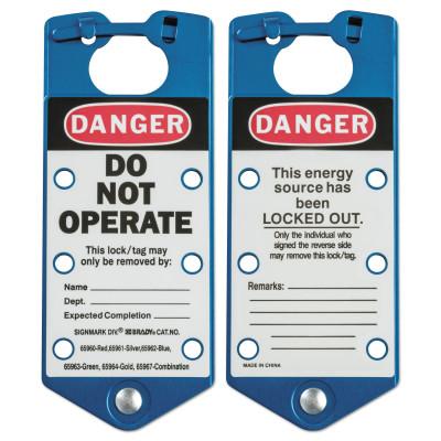 Brady® Labeled Lockout Hasps, 3 in W x 7 1/4 in L, Blue, 65962