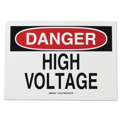 Brady Health & Safety Signs, Danger - High Voltage, 7X10 Polyester Sticker, 84876