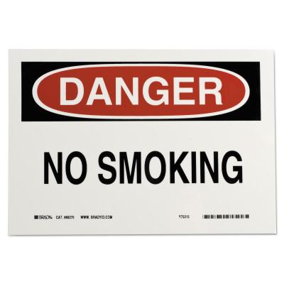 Brady® No Smoking Signs, 7w x 10h, Black/Red on White, Polyester, 88427