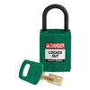 Brady® SafeKey Compact Nylon Lockout Padlocks, CPT-GRN-25PL-KD