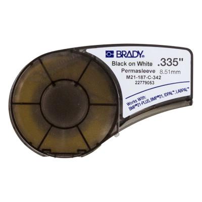 Brady® BMP21 Series PermaSleeve Heat Shrink Polyolefin Wire Marking Sleeve, 7 ft L x 0.813 in W, Black on Yellow, 139752