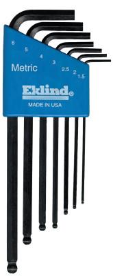 Eklind® Tool Ball-Hex-L Key Sets, 7 per holder, Hex Ball Tip, Metric, 13607