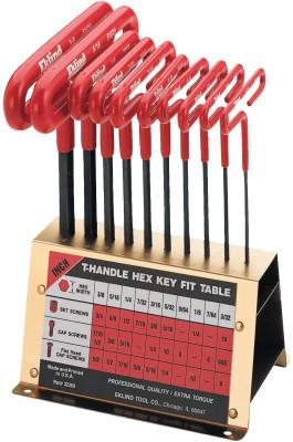 Eklind?? Tool Cushion Grip Hex T-Key Sets, 10 per stand, Hex Tip, Inch, 6 in Handle, 50160