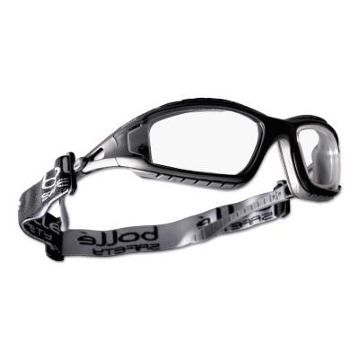 Bolle Tracker Series Safety Glasses, Clear Lens, Clear, Black/Gray Frame, Foam, Rubber, 40085