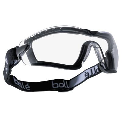 Bolle Cobra Safety Glass w/ Strap & Foam, Anti-Scratch Anti-Fog Clear Lenses, BK/Gray, 40091