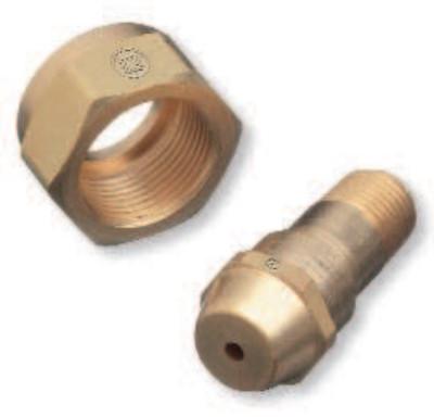 Western Enterprises Regulator Inlet Nipples, Acetylene (B), 1/4 in (NPT), 1 3/4 in L, Brass, CGA-520, 300-3