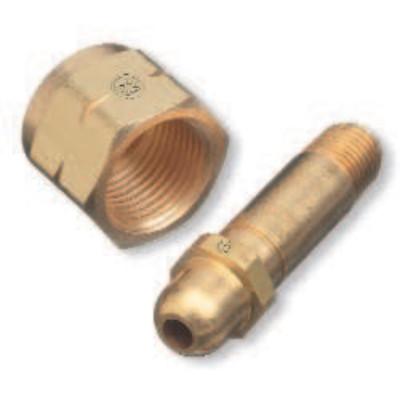 Western Enterprises Regulator Inlet Nipple, Butane, Propane, 1/4 in (NPT), 2-1/2 in, Brass, CGA-555, 76
