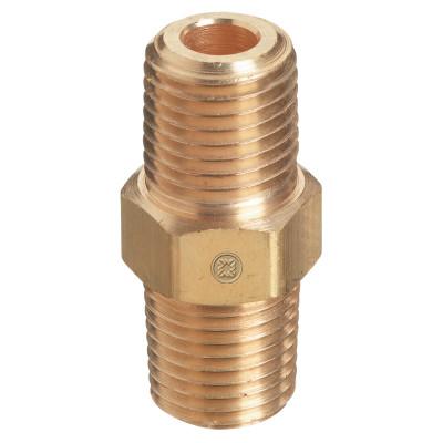 Western Enterprises Pipe Thread Hex Nipple, 3,000 psi, Brass, 1/4 in NPT Male, B-4HP