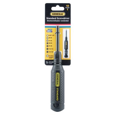 General Tools Carded Multi-Pro All in One Screwdriver, Slotted; Phillips; Square; Torx, 8.5" L, 8140C