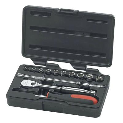 Apex Tool Group 14 Piece Surface Drive Socket Sets With 84 Tooth Ratchet, 1/4 in, Metric, 80326