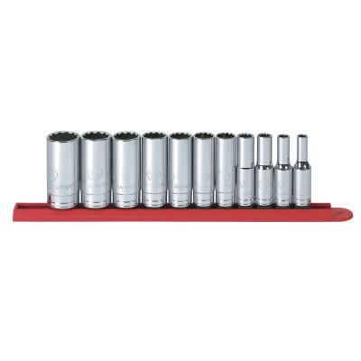 Apex Tool Group 11 Piece Surface Drive Socket Sets, 3/8 in, 12 Point, 80563