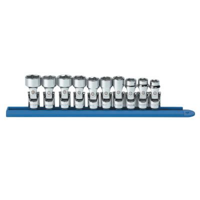Apex Tool Group 10 Piece Flex Socket Sets, 3/8 in, 6 Point, 80565