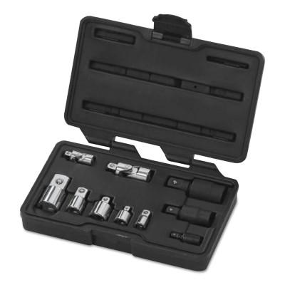 Apex Tool Group 10 Pc Universal Adapter Sets, Full Polish Chrm; Blck Oxd, 1/4 in; 3/8 in; 1/2 in, 81205